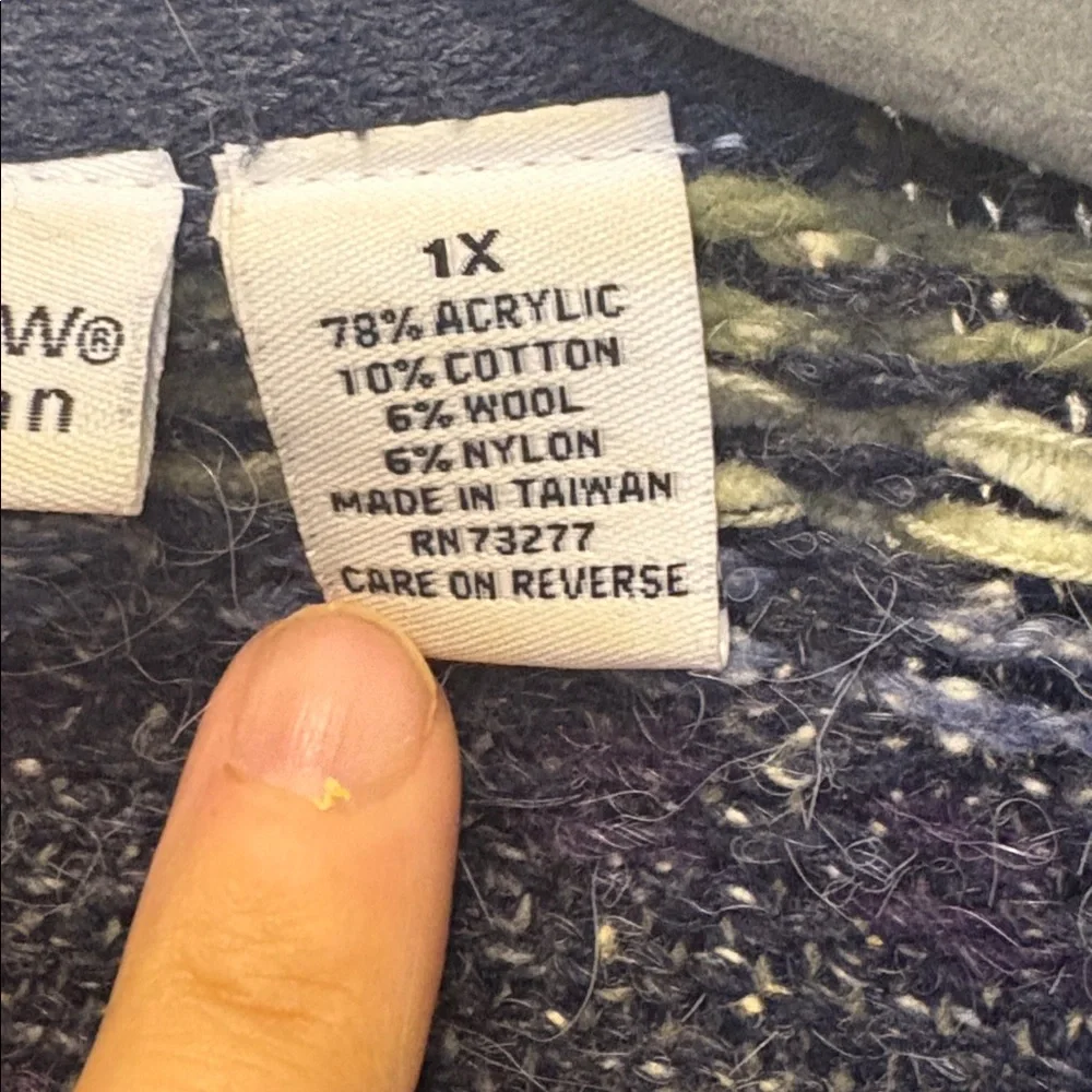 Croft & Barrow Blue and Green Knit Cardigan - Picture 3 of 8